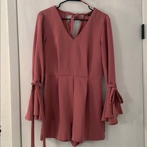 Muted pink TOPSHOP romper with bell sleeves